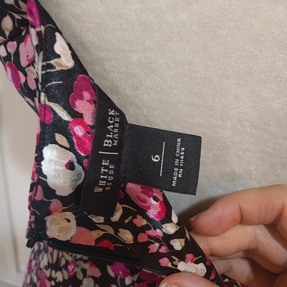 NWOT Satiny WHBM Black Cherry MultiFloral Dress - Picture 6 of 8
